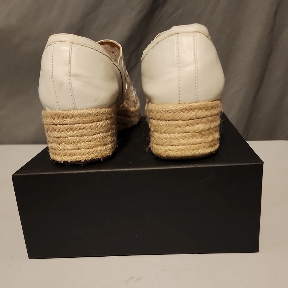 Elegant White Espadrilles with Intricate Lace Design
